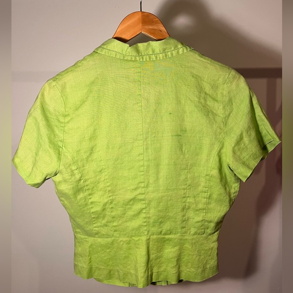 100% linen green blouse tee - Picture 5 of 6